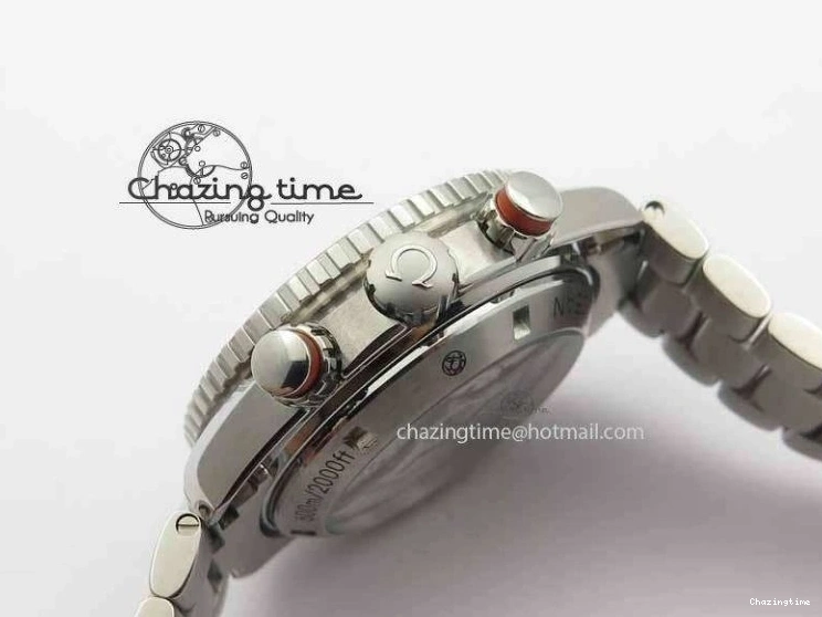 0110 Sophisticated Planet Ocean Master Chronometer Chrono SS OM 1:1 Best Edition Orange On SS Bracelet A 8156